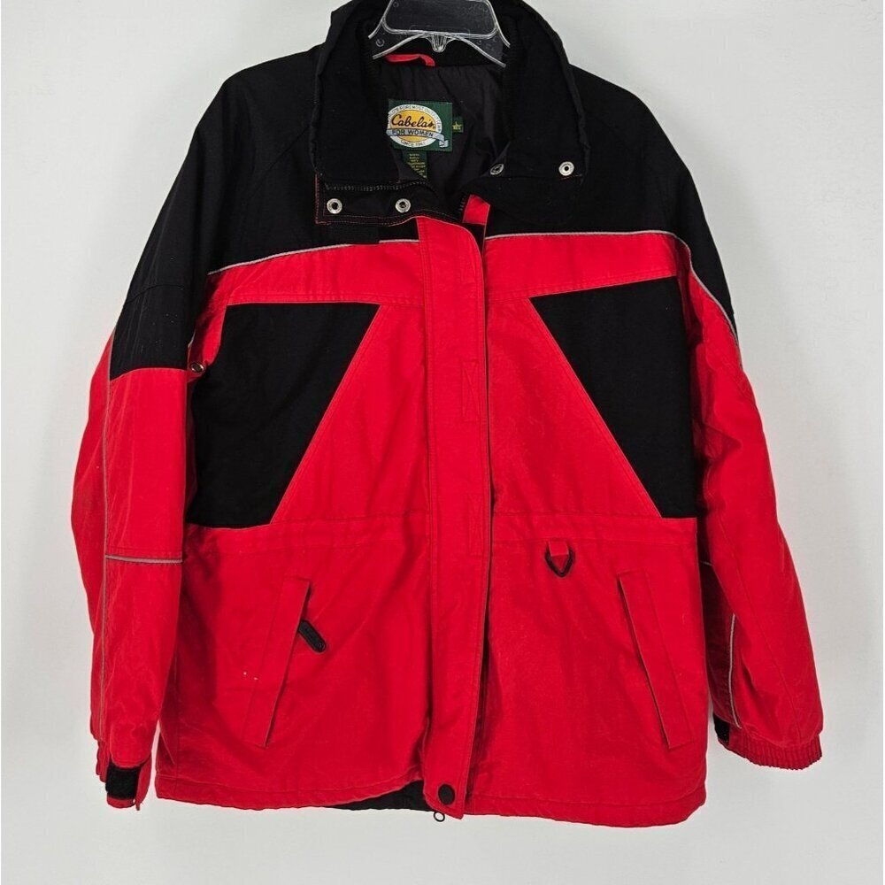 Cabela's Women Anorak Red/Black Coat No Hood Thinsulate Insulation Lined Sz L